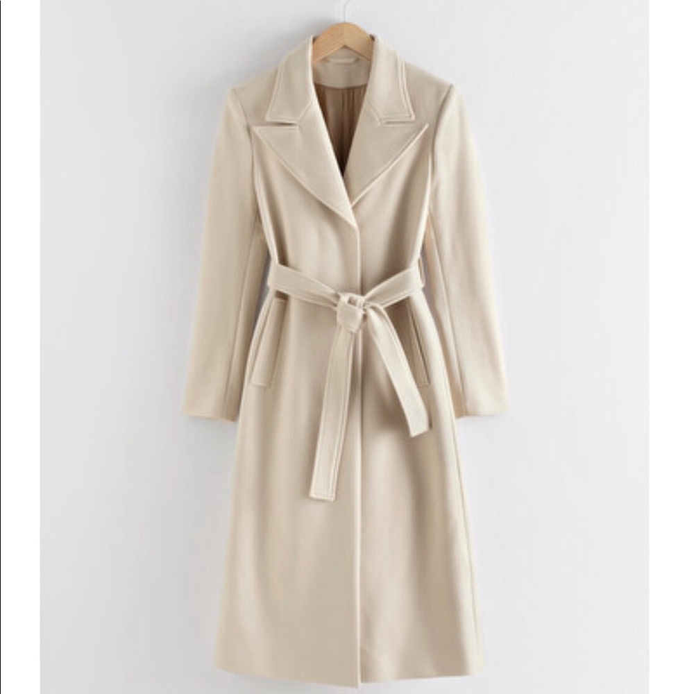 & Other Stories belted wool blend coat
